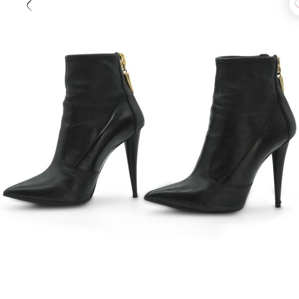 Giuseppe Zanotti Black Leather Heeled Ankle Boots Sz 37 - Picture 5 of 16